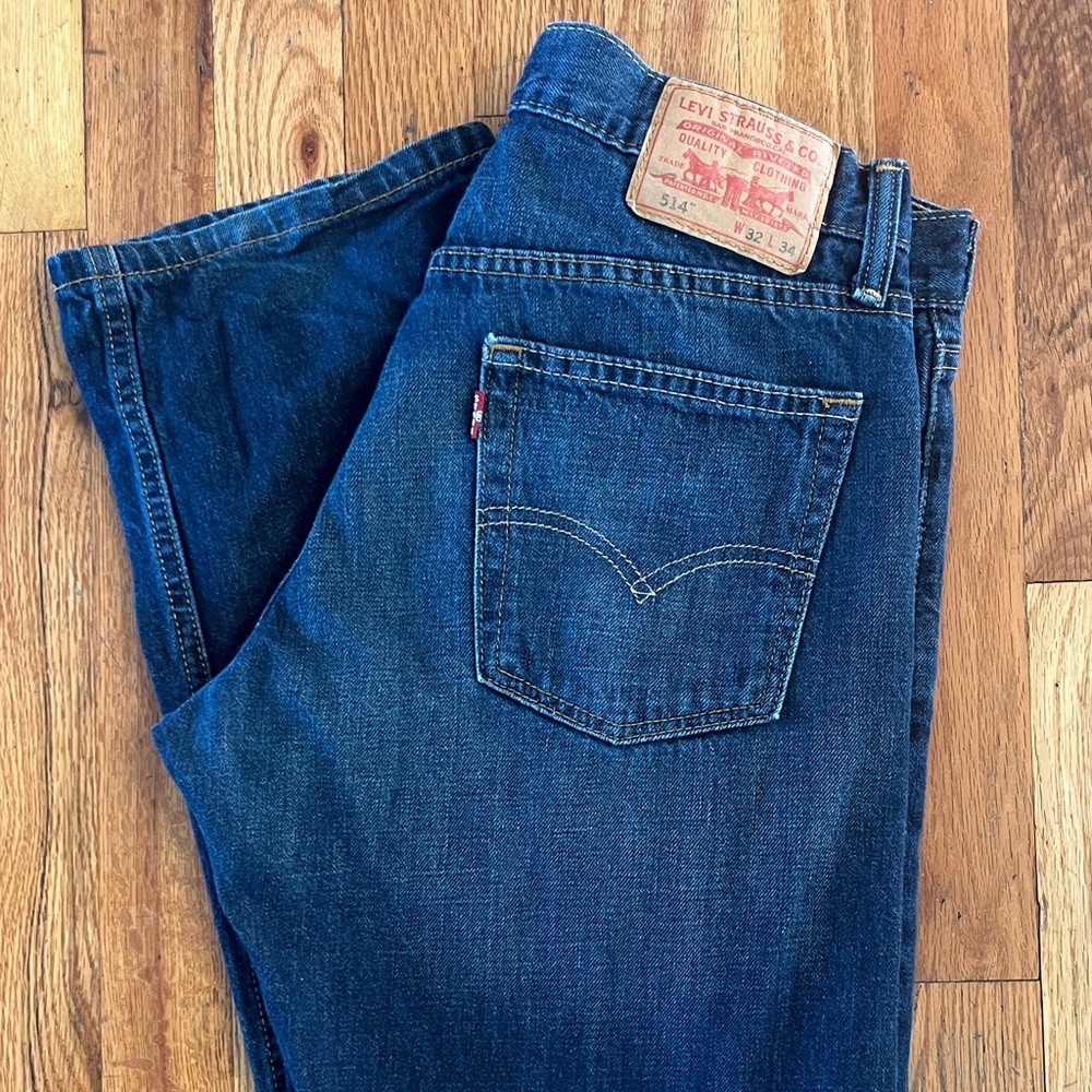 Levi's 514 Men's Dark Blue Straight-Leg Jeans- size 32x34